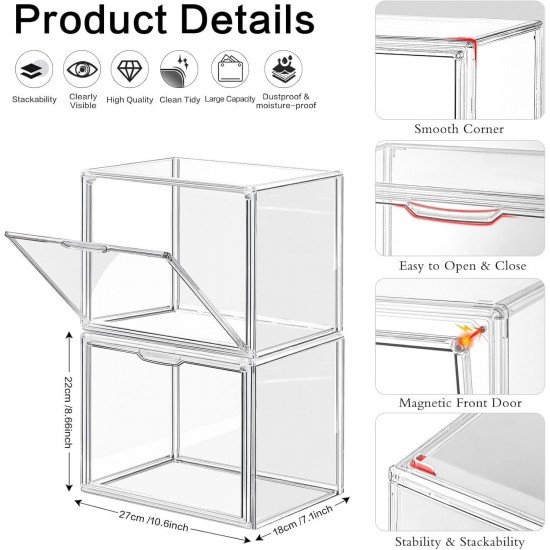 4 Packs Clear Plastic Handbag Storage Organizer for Closet Display Box Stackable