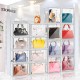 4 Packs Clear Plastic Handbag Storage Organizer for Closet Display Box Stackable