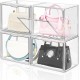4 Packs Clear Plastic Handbag Storage Organizer for Closet Display Box Stackable
