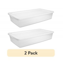 2 Pack 41 QT Under Bed Storage Bin with Snap-On Lid