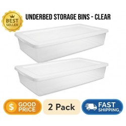 2 Pack 41 QT Under Bed Storage Bin with Snap-On Lid