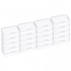20 Pack 2.6x1.8x1 Inch Plastic Clear Storage Box with Hinged Lid