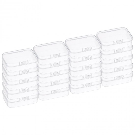 20 Pack 2.6x1.8x1 Inch Plastic Clear Storage Box with Hinged Lid