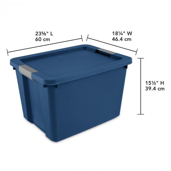 Large Storage Bin, 20 Gallon Plastic Storage Container with Latch Lid, Blue