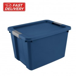 Large Storage Bin, 20 Gallon Plastic Storage Container with Latch Lid, Blue