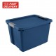 Large Storage Bin, 20 Gallon Plastic Storage Container with Latch Lid, Blue