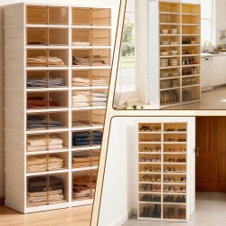 Shoe Box Foldable 9 Tiers-36 Pairs Shoe Rack Shoe Storage Organizer W/ Doors