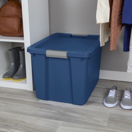 2 x Large Storage Bin, 20 Gallon Plastic Storage Container with Latch Lid, Blue Style 6461