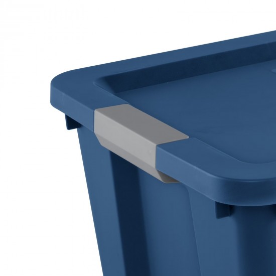 2 x Large Storage Bin, 20 Gallon Plastic Storage Container with Latch Lid, Blue Style 6461