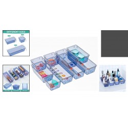 Elegant 9 Pack Clear Drawer Organizer Set - Stackable Storage Solution