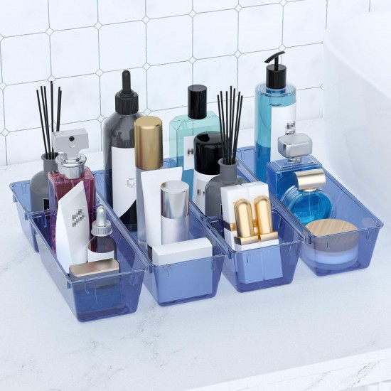 Elegant 9 Pack Clear Drawer Organizer Set - Stackable Storage Solution