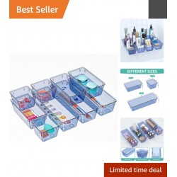 Elegant 9 Pack Clear Drawer Organizer Set - Stackable Storage Solution