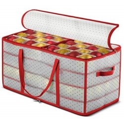 Christmas Ornament Storage Box 2-Sided Dual-Zipper 128 Ornaments (26x13
