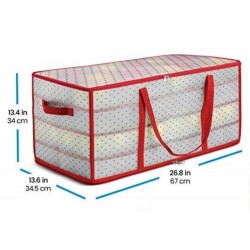 Christmas Ornament Storage Box 2-Sided Dual-Zipper 128 Ornaments (26x13