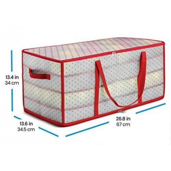 Christmas Ornament Storage Box 2-Sided Dual-Zipper 128 Ornaments (26x13