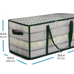 Christmas Ornament Storage Box 2-Sided Dual-Zipper 128 Ornaments (26x13