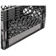24 QT Milk Crate 3 Pack Heavy Duty Stackable Storage Bin Plastic Black