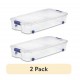 2 Pack 66 QT Underbed Storage Bin with Wheels & Latching Lid