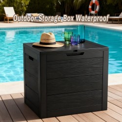 35 Gallon Outdoor Storage Box Waterproof, Resin Deck Box with Lockable Lid