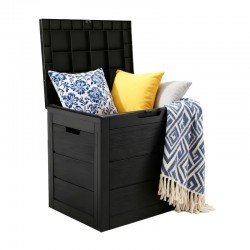 35 Gallon Outdoor Storage Box Waterproof, Resin Deck Box with Lockable Lid
