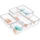 6 Pack Clear Drawer Organizer Set, Drawer Storage Trays, Storage Bins