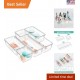 6 Pack Clear Drawer Organizer Set, Drawer Storage Trays, Storage Bins