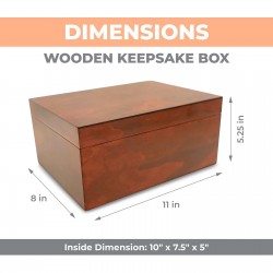Large Wooden Oak Box with Hinged Lid - Wood Storage Box with Lid Keepsake Boxes