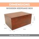 Large Wooden Oak Box with Hinged Lid - Wood Storage Box with Lid Keepsake Boxes