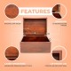 Large Wooden Oak Box with Hinged Lid - Wood Storage Box with Lid Keepsake Boxes