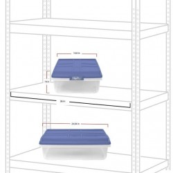 40 Quart Clear Storage Bin, Latched Storage Container, with HI-RISE Blue Lid