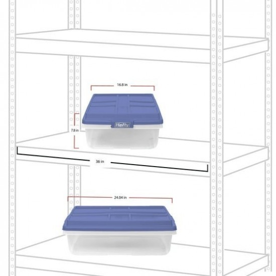 40 Quart Clear Storage Bin, Latched Storage Container, with HI-RISE Blue Lid