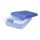 40 Quart Clear Storage Bin, Latched Storage Container, with HI-RISE Blue Lid