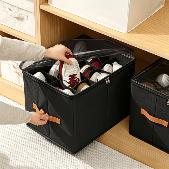 2 Pack Oxford Fabric Shoe Organizer Closet Storage Box Fits 24 Pairs Adjustable