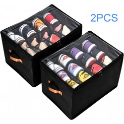 2 Pack Oxford Fabric Shoe Organizer Closet Storage Box Fits 24 Pairs Adjustable