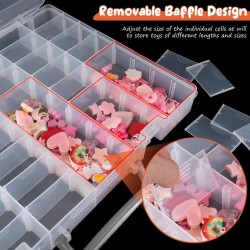 Large 48 Grids Clear Plastic Organizer Box with Dividers Adjustable Compartment