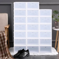 20 Pack Clear Foldable Shoe Storage Boxes Stackable Plastic Organiser 33x23x14cm Style 4111