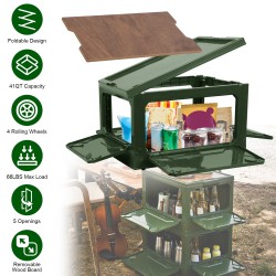 Stackable Storage Bin Collapsible Camping Bin Organizer White/Green Shelf Box US
