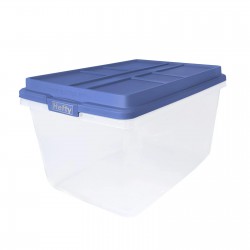 72 QT. Clear Storage Bin with Blue HI-RISE Lid
