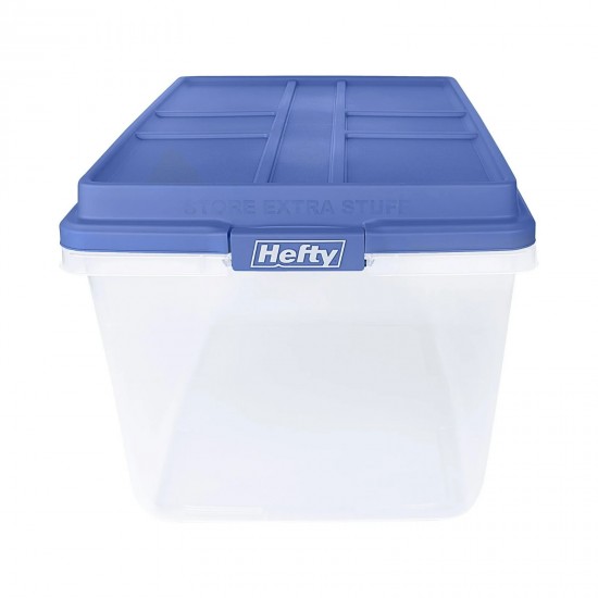 72 QT. Clear Storage Bin with Blue HI-RISE Lid