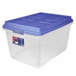 72 QT. Clear Storage Bin with Blue HI-RISE Lid