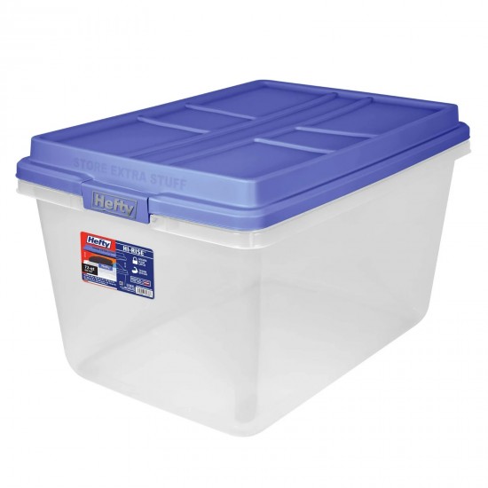 72 QT. Clear Storage Bin with Blue HI-RISE Lid