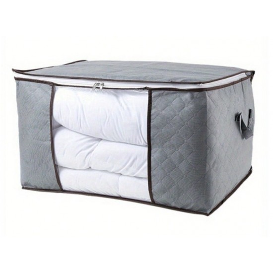 1pc Large Quilted Storage Box – Zippered Fabric Container w/ Handle - NEW