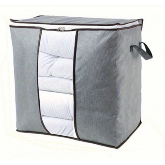 1pc Large Quilted Storage Box – Zippered Fabric Container w/ Handle - NEW