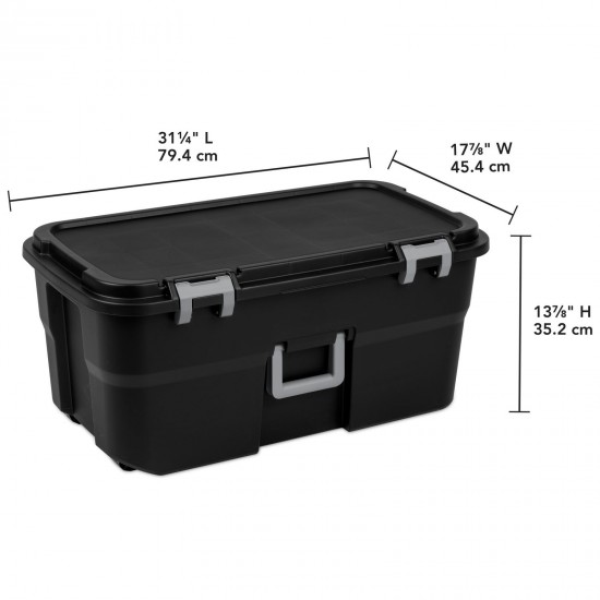 22 Gallon Large Wheeled Footlocker Heavy Duty Plastic Storage Trunk Container