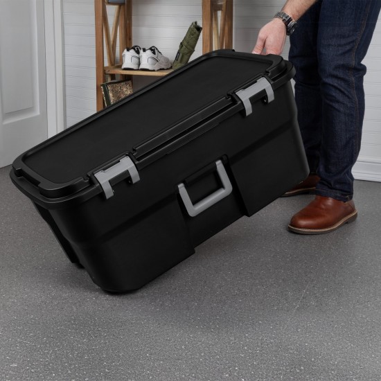 22 Gallon Large Wheeled Footlocker Heavy Duty Plastic Storage Trunk Container