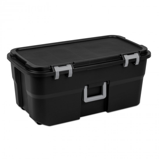 22 Gallon Large Wheeled Footlocker Heavy Duty Plastic Storage Trunk Container