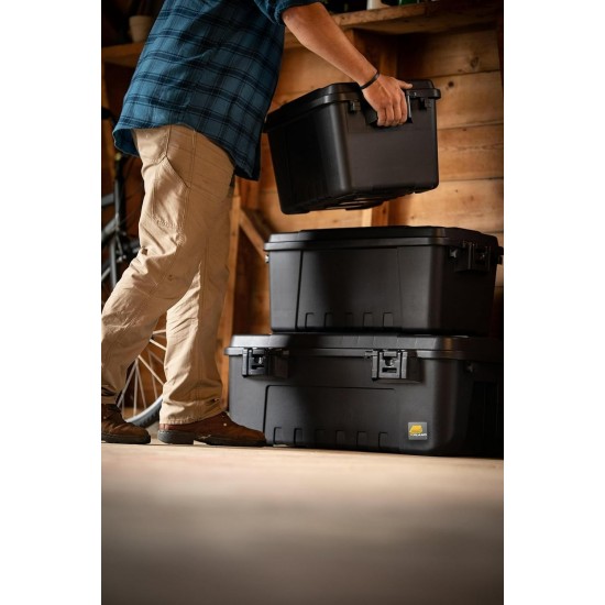 108 Quart Rolling Storage Trunk with Wheels Lockable Heavy Duty Black Container