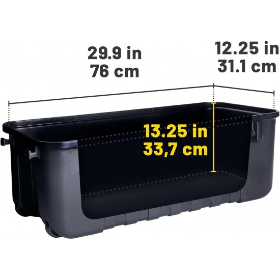 108 Quart Rolling Storage Trunk with Wheels Lockable Heavy Duty Black Container