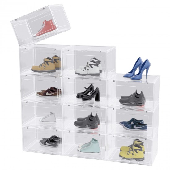 6/9/12Pack Clear Shoe Storage Box Plastic Sneaker Display Case Organizer Boxes