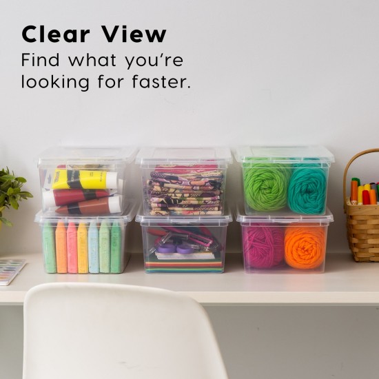 5 QT Plastic Storage Bins with Lids, Stackable Totes, Containers, Clear, 20Pk